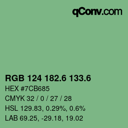 カラーコード: RGB 124 182.6 133.6 | qconv.com