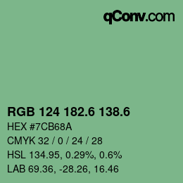 カラーコード: RGB 124 182.6 138.6 | qconv.com