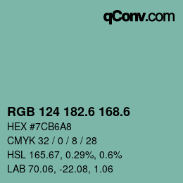 カラーコード: RGB 124 182.6 168.6 | qconv.com