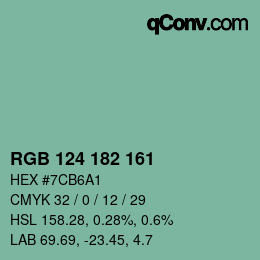 カラーコード: RGB 124 182 161 | qconv.com