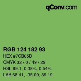颜色代码: RGB 124 182 93 | qconv.com