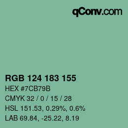 颜色代码: RGB 124 183 155 | qconv.com