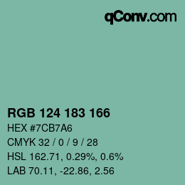 Color code: RGB 124 183 166 | qconv.com