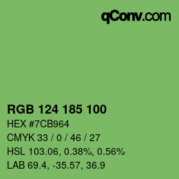 Color code: RGB 124 185 100 | qconv.com