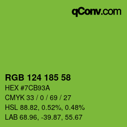 Color code: RGB 124 185 58 | qconv.com