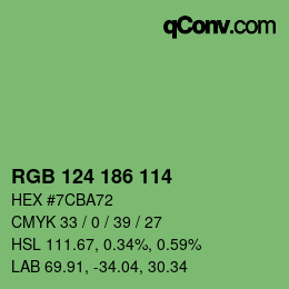 Color code: RGB 124 186 114 | qconv.com