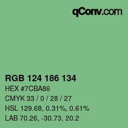 Color code: RGB 124 186 134 | qconv.com