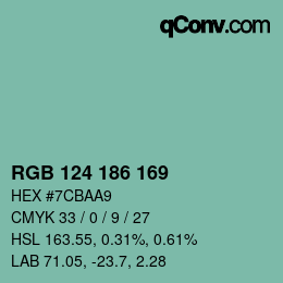 Color code: RGB 124 186 169 | qconv.com