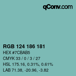 Color code: RGB 124 186 181 | qconv.com