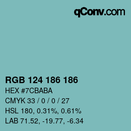 Color code: RGB 124 186 186 | qconv.com