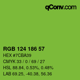 Color code: RGB 124 186 57 | qconv.com