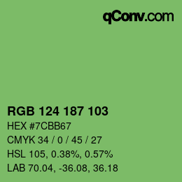 Color code: RGB 124 187 103 | qconv.com