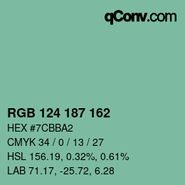 Color code: RGB 124 187 162 | qconv.com