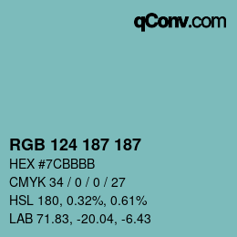 Color code: RGB 124 187 187 | qconv.com