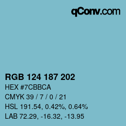 Color code: RGB 124 187 202 | qconv.com