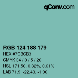 Farbcode: RGB 124 188 179 | qconv.com