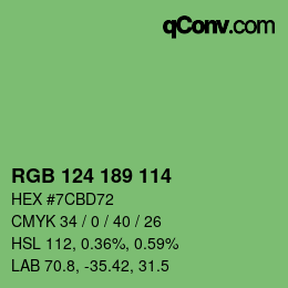 Color code: RGB 124 189 114 | qconv.com