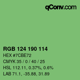 Color code: RGB 124 190 114 | qconv.com