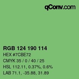 Color code: RGB 124 190 114 | qconv.com