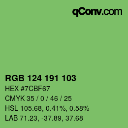 Color code: RGB 124 191 103 | qconv.com