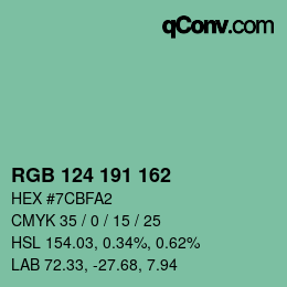 Color code: RGB 124 191 162 | qconv.com