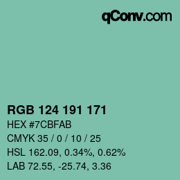 Color code: RGB 124 191 171 | qconv.com