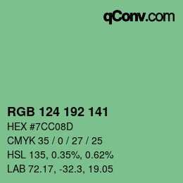 Color code: RGB 124 192 141 | qconv.com