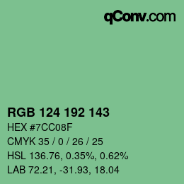 Color code: RGB 124 192 143 | qconv.com