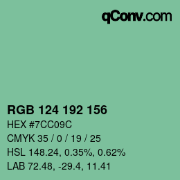 Color code: RGB 124 192 156 | qconv.com