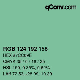 Color code: RGB 124 192 158 | qconv.com