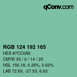 Color code: RGB 124 192 165 | qconv.com