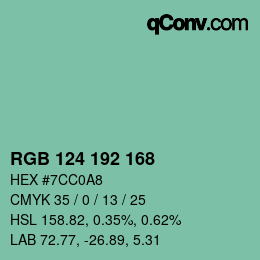 Color code: RGB 124 192 168 | qconv.com