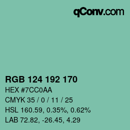 Color code: RGB 124 192 170 | qconv.com