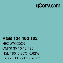 Color code: RGB 124 192 192 | qconv.com