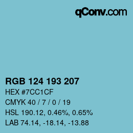 カラーコード: RGB 124 193 207 | qconv.com