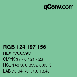 Color code: RGB 124 197 156 | qconv.com