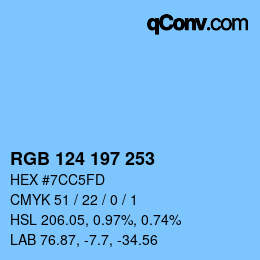 Color code: RGB 124 197 253 | qconv.com