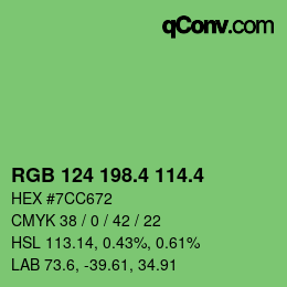 カラーコード: RGB 124 198.4 114.4 | qconv.com