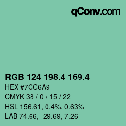 カラーコード: RGB 124 198.4 169.4 | qconv.com