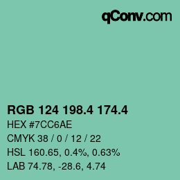 カラーコード: RGB 124 198.4 174.4 | qconv.com