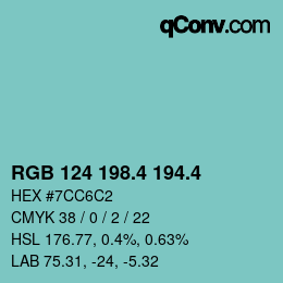 カラーコード: RGB 124 198.4 194.4 | qconv.com