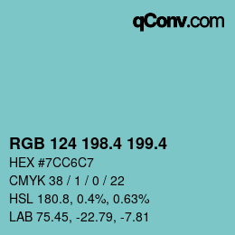 カラーコード: RGB 124 198.4 199.4 | qconv.com