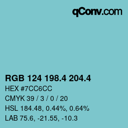 カラーコード: RGB 124 198.4 204.4 | qconv.com