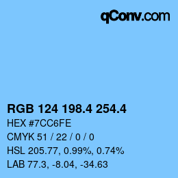 カラーコード: RGB 124 198.4 254.4 | qconv.com