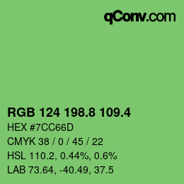 カラーコード: RGB 124 198.8 109.4 | qconv.com