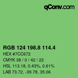 カラーコード: RGB 124 198.8 114.4 | qconv.com