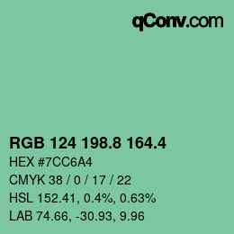 カラーコード: RGB 124 198.8 164.4 | qconv.com