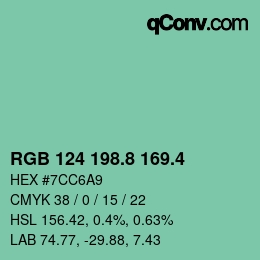 カラーコード: RGB 124 198.8 169.4 | qconv.com