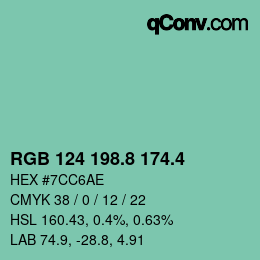 カラーコード: RGB 124 198.8 174.4 | qconv.com