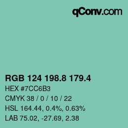 カラーコード: RGB 124 198.8 179.4 | qconv.com